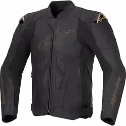 Alpinestars Dusk Blouson de moto en cuir, noir-or, taille 58 pour Hommes