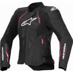 Alpinestars Stella Dusk Blouson en cuir de moto pour femmes, noir-rose, taille 48