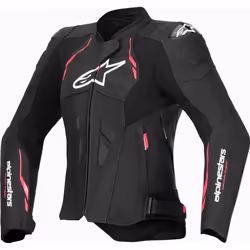 Alpinestars Stella Dusk Blouson en cuir de moto pour femmes, noir-rose, taille 52
