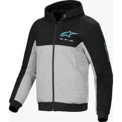 Alpinestars Chrome V2 Duo Sport Sweat à capuche zippé de moto, noir-gris-bleu, taille S pour Hommes