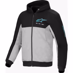 Alpinestars Chrome V2 Duo Sport Sweat à capuche zippé de moto, noir-gris-bleu, taille XL pour Hommes
