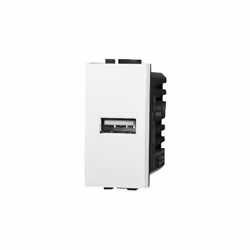 Chargeur USB Type-A 5Vdc 2.1A Série Space Ettroit compatible Bticino Livinglight couleur blanc. Permettant la recharge de bat ...