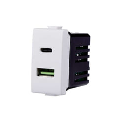 Ettroit - Double prise chargeur usb 2IN1 Type-A + Type-C compatible avec Bticino Matix 5Vdc 3.1A couleur blanche MT3002