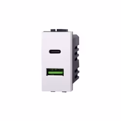 Chargeur avec 2 prises USB Type-A + Type-C 5Vdc 3.1A Série Space Ettroit compatible Bticino Livinglight couleur blanc. Rechar ...