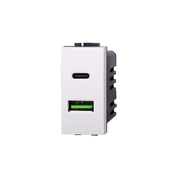 Chargeur avec 2 prises usb Type-A + Type-C compatible Bticino Livinglight 5Vdc 3.1A couleur blanc