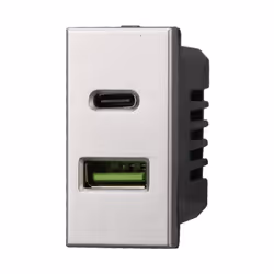 ETTROIT AG3002 Prise Chargeur USB 2 Ports 3.1A USB-A + USB Type C Gris Compatible avec Bticino Axolute Prise de chargeur USB  ...