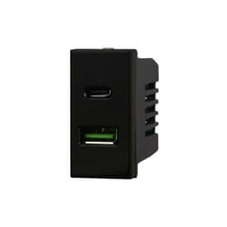 Ettroit - Chargeur avec 2 prises usb Type-A + Type-C compatible Bticino Axolute 5Vdc 3.1A couleur noir AN3002