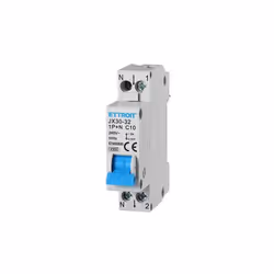 Interrupteur thermique magnétique 1P+N 10A 4,5Ka 220V 1 module DIN Ettroit réf. JX151040 Interrupteur thermique magntique JX1 ...