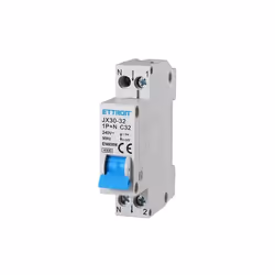 Interrupteur thermique magnétique 1P+N 32A 220V 4,5Ka 1 modules DIN Ettroit réf. JX153240 Commutateur magntothermique JX15324 ...