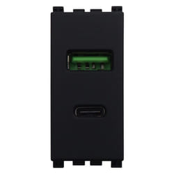 Prise usb Ettroit 2 Ports 3.1A usb-a + usb Type c Couleur noire Compatible Avec Vimar Arkè - VA3002
