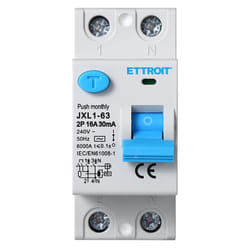 Ettroit - Disjoncteur à courant résiduel pur 2P 16A 6kA 30mA 220V Lifesaver