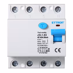 Disjoncteur différentiel pur 4P 40A 6kA 30mA 380V Disjoncteur à courant résiduel pur, appelé disjoncteur différentiel Protège ...