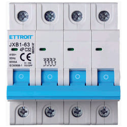 Ettroit - din rail circuit breaker 4 modules 4P 415V curve c 6KA 32A