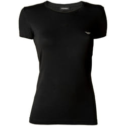 Tee shirt à logo strassé en coton  -  Emporio armani - Femme