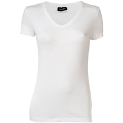 Tee shirt col V à logo strassé   -  Emporio armani - Femme
