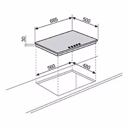 Glem Gas P5GFXV plaque Noir, Acier inoxydable Intégré Gaz 5 zone(s) - Vue supplémentaire 2
