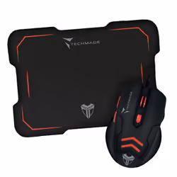 Techmade TM-M016-RED, Droitier, USB Type-A, Noir, Rouge