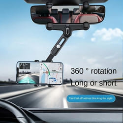 Support de téléphone - Non spécifié - Rétroviseur voiture - Rotatif 360° - Compatible GPS - Noir