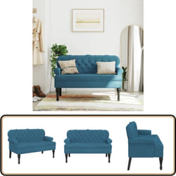 Banc avec dossier bleu 119,5x64,5x75 cm velours - Vidaxl