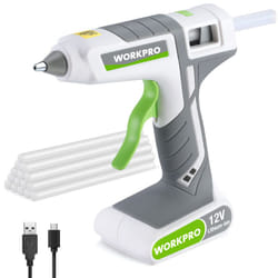 Pistolet à Colle Chaude Sans Fil 12 v avec 15 Bâtons de Colle 200x11mm, Batterie Lithium-ion 2000mAh, Chargement par usb Type c, Indicateur led,