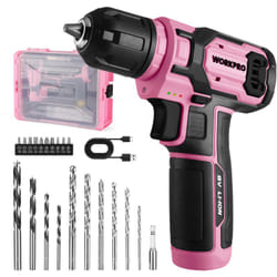 Workpro - 8V Perceuse Visseuse Sans Fil, 2 In 1 Visseuse Devisseuse Sans Fil Rose, Accessoires 21 Pièces, avec 10MM Porte-Forets, led Lumière, Câble