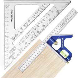 Equerre Menuisier 300 mm et Equerre Charpentier Triangulaire 180mm, Equerre Combinée avec Niveau à Bulle en Acier Inoxydable, Ensemble d'Outils