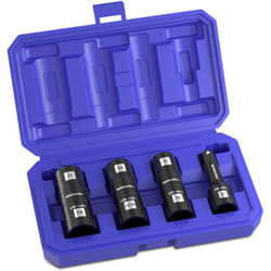 WORKPRO 4 Pièces Douilles à Choc Hexagonale 1/2" Carré, Coffret Douilles Longue, 17 mm, 19 mm, 21 mm, 7/8", 3/4", 13/16", Acier Cr-Mo, Rallonge 1/2",