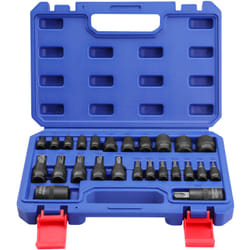 Workpro - Jeu de 25 Douilles Torx, Torx Intérieur et Extérieur 1/4', 3/8' et 1/2', Coffret Douilles en Acier S2, Acier Chrome Vanadium, avec Boîte de