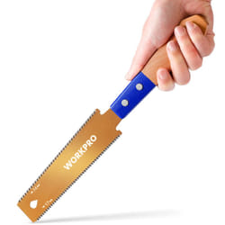 Workpro - Scie Japonaise 150 mm, Scie à Main à Double Tranchant de 14/17 tpi, Scie à Traction avec Poignée Ergonomique en Hêtre, Lame Flexible SK5,