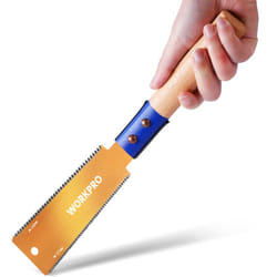Workpro - Scie Japonaise 150 mm, Scie à Main à Double Tranchant de 14/17 tpi, Scie à Traction avec Poignée Ergonomique en Hêtre, Lame Flexible SK5,