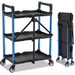 Workpro - Chariot Pliable à 3 Niveaux, Servante d'Atelier, Chariot de Service Chariot à roulettes Pliable, Chariot de Rangement avec Roues, pour