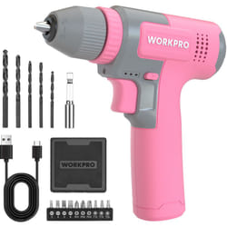 Workpro - Kit de Perceuses Visseuse Sans Fil 8V Rose, Visseuse Devisseuse Sans Fil 2000mAh, Couple 12Nm, Mandrin de Perçage 10mm, led Lumière, Kit
