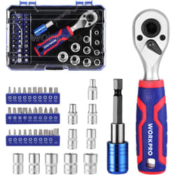 Coffret de Douilles et Embouts 42 Pièces, Mini Clés à Cliquet 1/4' Double Tête 2-en-1, Porte Embouts Magnétique, Outils de Réparation pour Vélos,