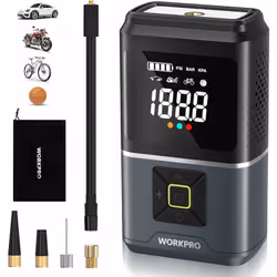 【Gonfleur Voiture avec affichage numérique】 WORKPRO Gonfleur voiture électrique avec batterie de 5000 mAh peut gonfler les pn ...