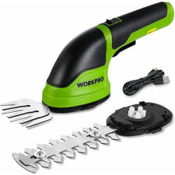 Workpro - Cisaille Sculpte-Haie et Taille-Herbes sans Fil 3,6V, Cisaille à Gazon avec 2 Lames, Largeur/Longueur de Coupe 7,5 cm/12 cm, Batterie