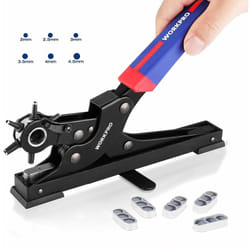 Pince Perforatrice Rotative pour Cuir de Bureau avec 6 Tailles de Poinçon Interchangeables, Erforatrice Rotatif Très Résistante pour Ceinture, Tissu,