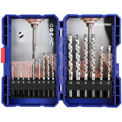 Workpro - Jeu de 15 Forets Béton avec Boîte Ø3, 4, 5, 6, 8 et 10 mm Mèche à Béton Forets Set pour Brique, Maconnerie, Ciment
