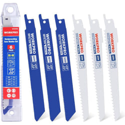 Workpro - Lames de Scie Sabre, 6 Pièces bim 14/18/24/6 tpi Lame de Scie pour Métal et Bois avec Boîte de Rangement