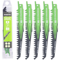 Lame de Scie Sabre 5 Pièces, Accessoires de Scie Sabre pour Bois Huimide, Coupe Rapide 152 mm 5TPI avec Boîte de Rangement - Workpro