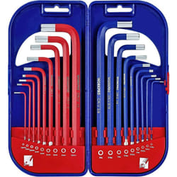 Lot de Clés Allen Hexagonale Longue avec Boîte Solide en abs Clés Mâles 18 Pièces - Workpro