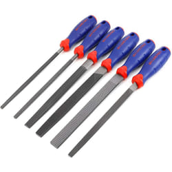 Workpro - Jeu de 6 Limes Genève et Râpes 318mm, Lime Plate/Ronde/Demi-ronde/Triangulaire pour Bois, Métal, Cuir, Plastique