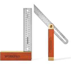 Jeu de 2 Equerres de Menuisier, Equerre 200 mm et Fausse Equerre 230 mm avec Lame en Acier Inoxydable et Manche en Bois Rouge Idéal pour Menuisier,
