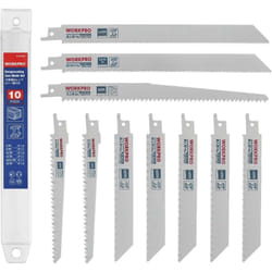 Lames de Scie Sabre 10-Piece pour Bois et Métal avec Boîte de Rangement, Accessoires pour Scie Sabre - 10 Pieces - Workpro