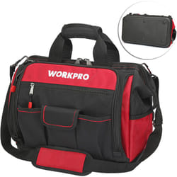 Sac à Outil avec 39 Poches 42 x 25 x 34 cm, Sac Porte-outils avec Grande Capacité, Fond Dur Etanche, Bandoulière Large Réglable, Zip Flexible, Charge