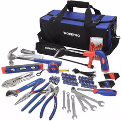 Description générale Le kit d'outils WORKPRO comprend 156 pièces essentielles, parfait pour les projets de bricolage et l'ent ...