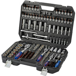 Workpro - Coffret de Douilles, Clés à Cliquet et Embouts en Cr-V, Outillage Mécanique Professionnel pour Réparation Voiture Auto avec Boîte Solide