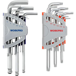 Workpro - Jeu de 18 Clés Allen Hexagonales en Cr-V avec Tête Plate, Torx, Sphérique, Clés Males avec Etui Portative pour Réparation et Assemblage de