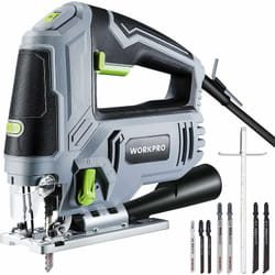 Workpro - Scie Sauteuse Electrique Filaire 850W avec 6 Vitesses Variables, Changement de Lame sans Outil, Coupe en Biseau à±45°, Lampe led et 7 Lames