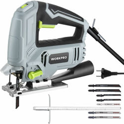 Workpro - Scie Sauteuse Electrique Filaire 600W avec 6 Vitesses Variables, Changement de Lame sans Outil, Coupe en Biseau à±45°, avec 7 Lames en t,