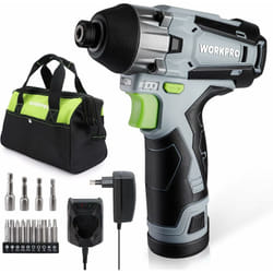 Workpro - Visseuse à Choc sans Fil 12V avec Batterie 2,0A, Couple de 100N.m, 2000 tr/min, Clé à Choc avec Mandrin à Changement Rapide 6mm et Charge